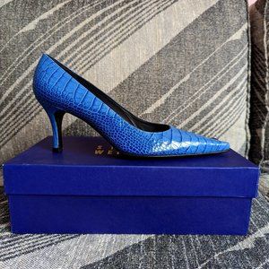 Stuart Weitzman Blue Crocodile Pumps